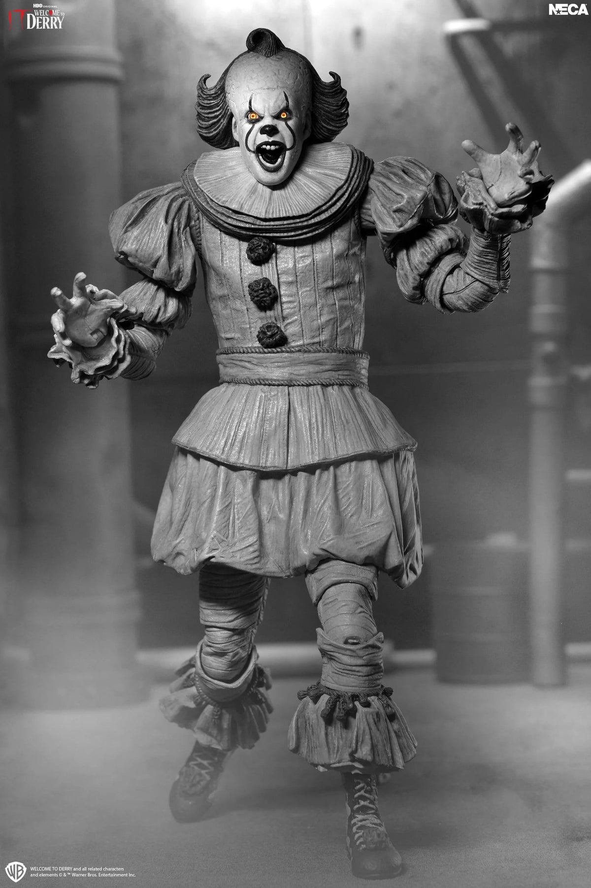 NECA IT: Welcome to Derry Ultimate Pennywise Action Figure (Black and White Ver.) - View 10