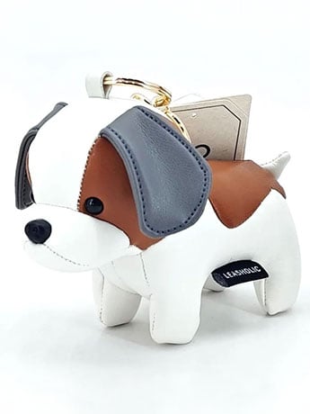 Locker Toys Leasholic Beagle Leather Plush Charm, 5.5-Inch
