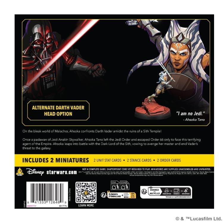 Atomic Mass Games Star Wars: Shatterpoint I Am No Jedi Duel Pack with Ahsoka Tano and Darth Vader - View 3