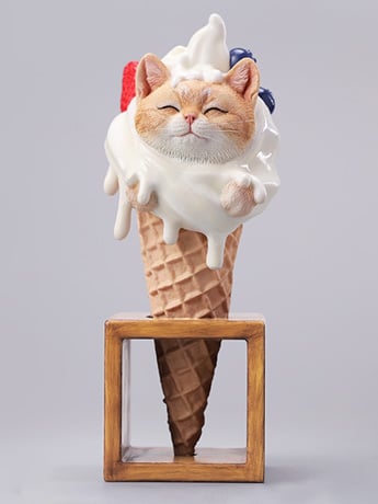 JxK.Studio Kitty Cone Cat Figure, 7-Inch Resin Display Piece