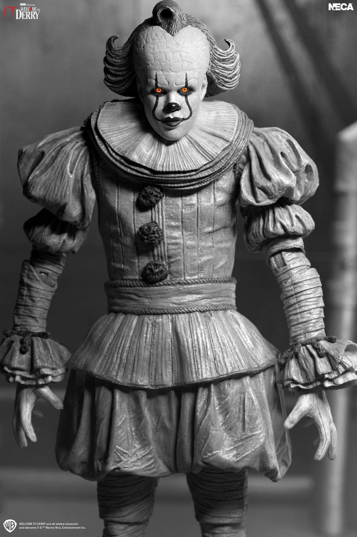 NECA IT: Welcome to Derry Ultimate Pennywise Action Figure (Black and White Ver.) - View 5