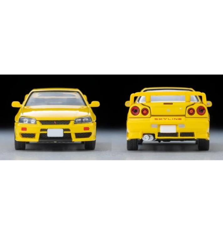 Tomytec Tomica Limited Vintage LV-N365a 1998 Nissan Skyline 2-Door Sports Coupe 25GT Turbo with Optional Parts (Yellow) 1/64 Scale Model - View 5