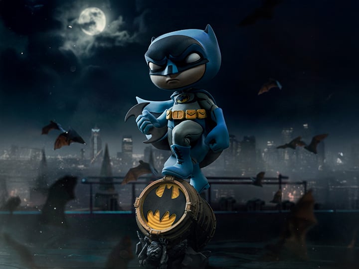 Iron Studios MiniCo DC Comics Batman on Bat-Signal (Blue Variant) Figure - View 2