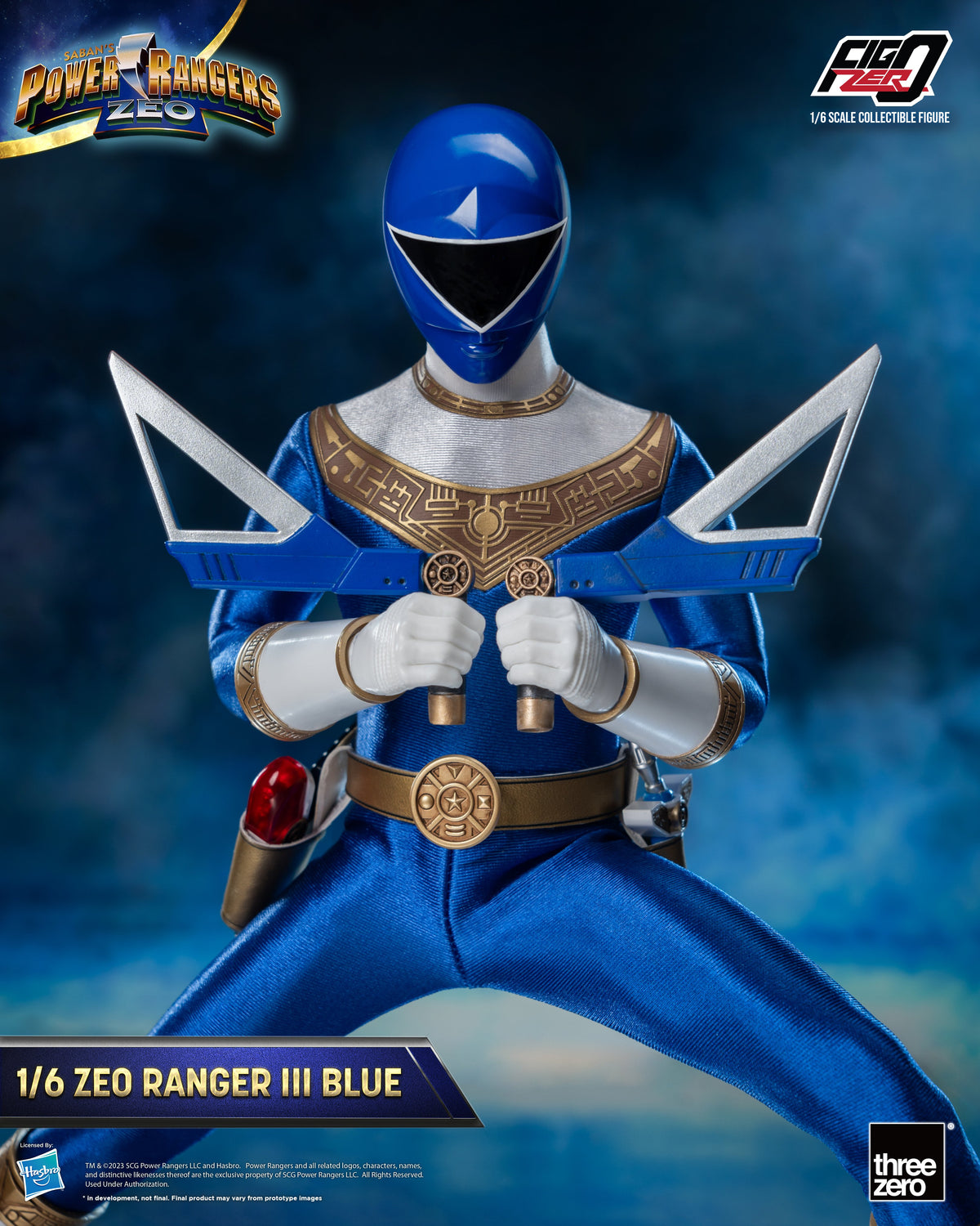 threezero Power Rangers Zeo FigZero Zeo Ranger III Blue 1/6 Scale Figure (Reissue), 12.08-Inch - View 6