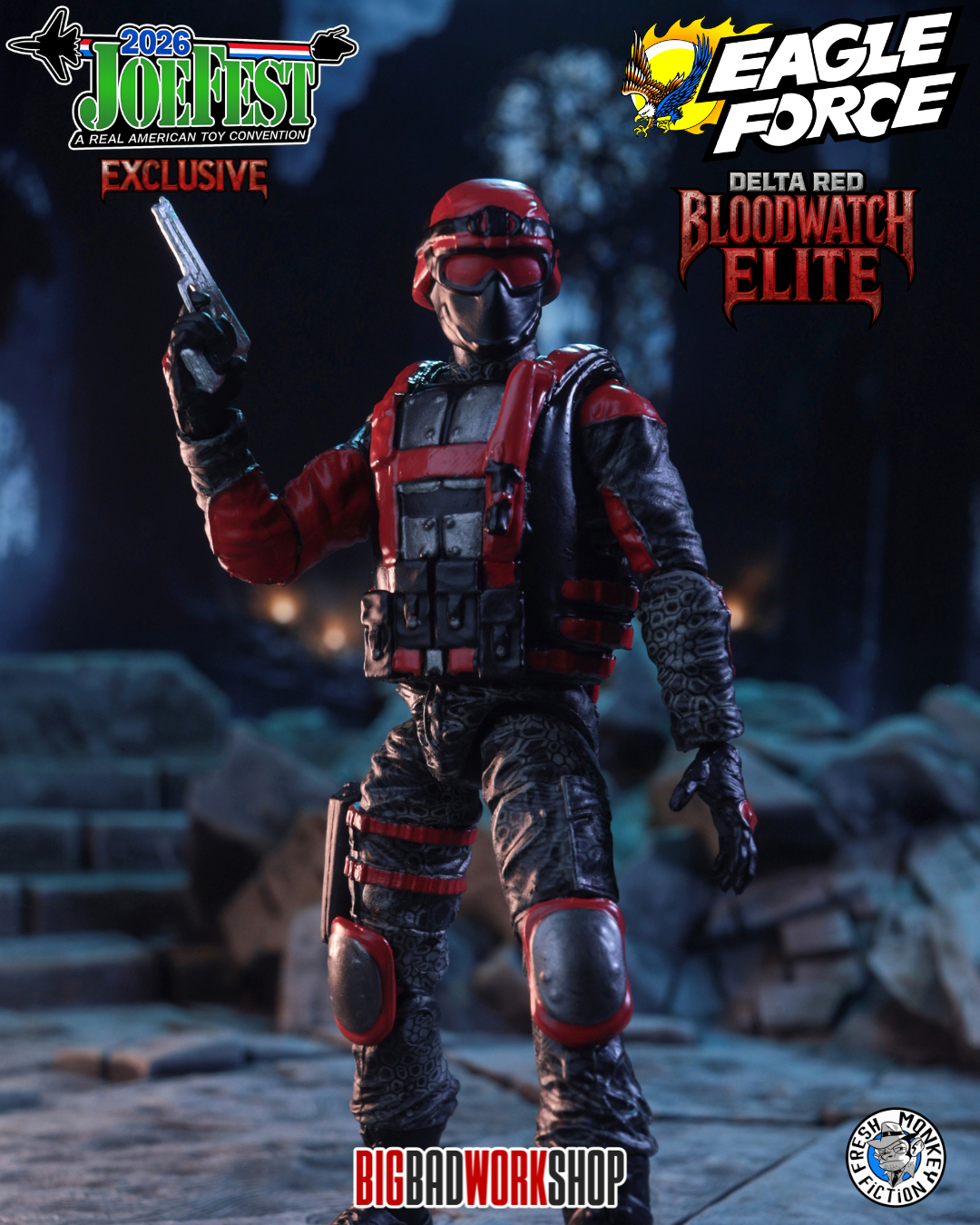 BigBadWorkShop Fresh Monkey Fiction Operation: Monster Force Delta Red Bloodwatch Elite 1/18 Scale JoeFest 2026 Exclusive Action Figure - View 7