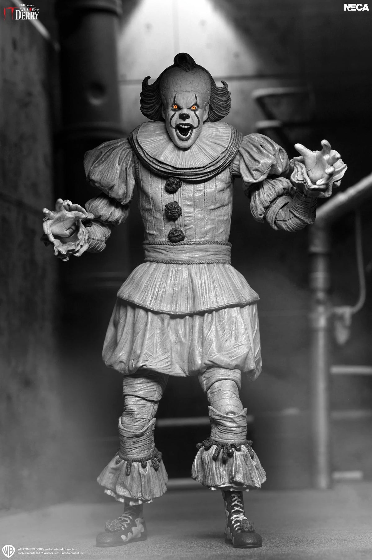 NECA IT: Welcome to Derry Ultimate Pennywise Action Figure (Black and White Ver.) - View 4