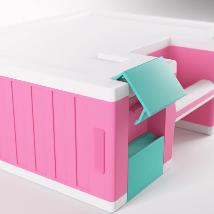 Gamegenic Game Castle (Pink/White/Teal) Storage Box for Board Games - View 16