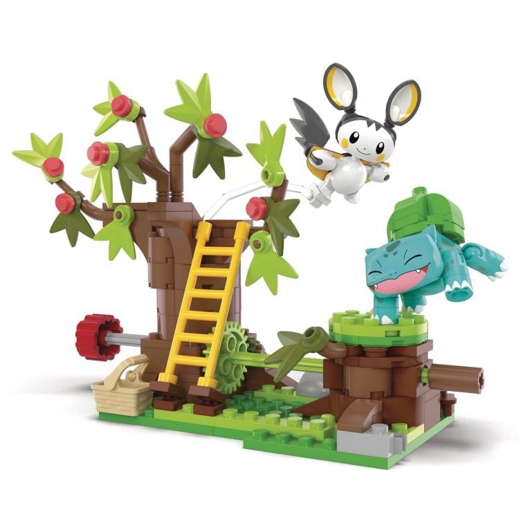 Mattel Pokemon Mega Construx Emolga and Bulbasaur's Charming Woods Building Set - View 4