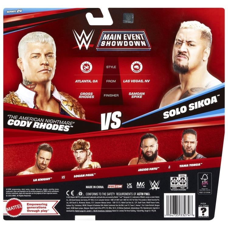 Mattel WWE Championship Showdown Series 24 Cody Rhodes vs. Solo Sikoa Two-Pack - View 8