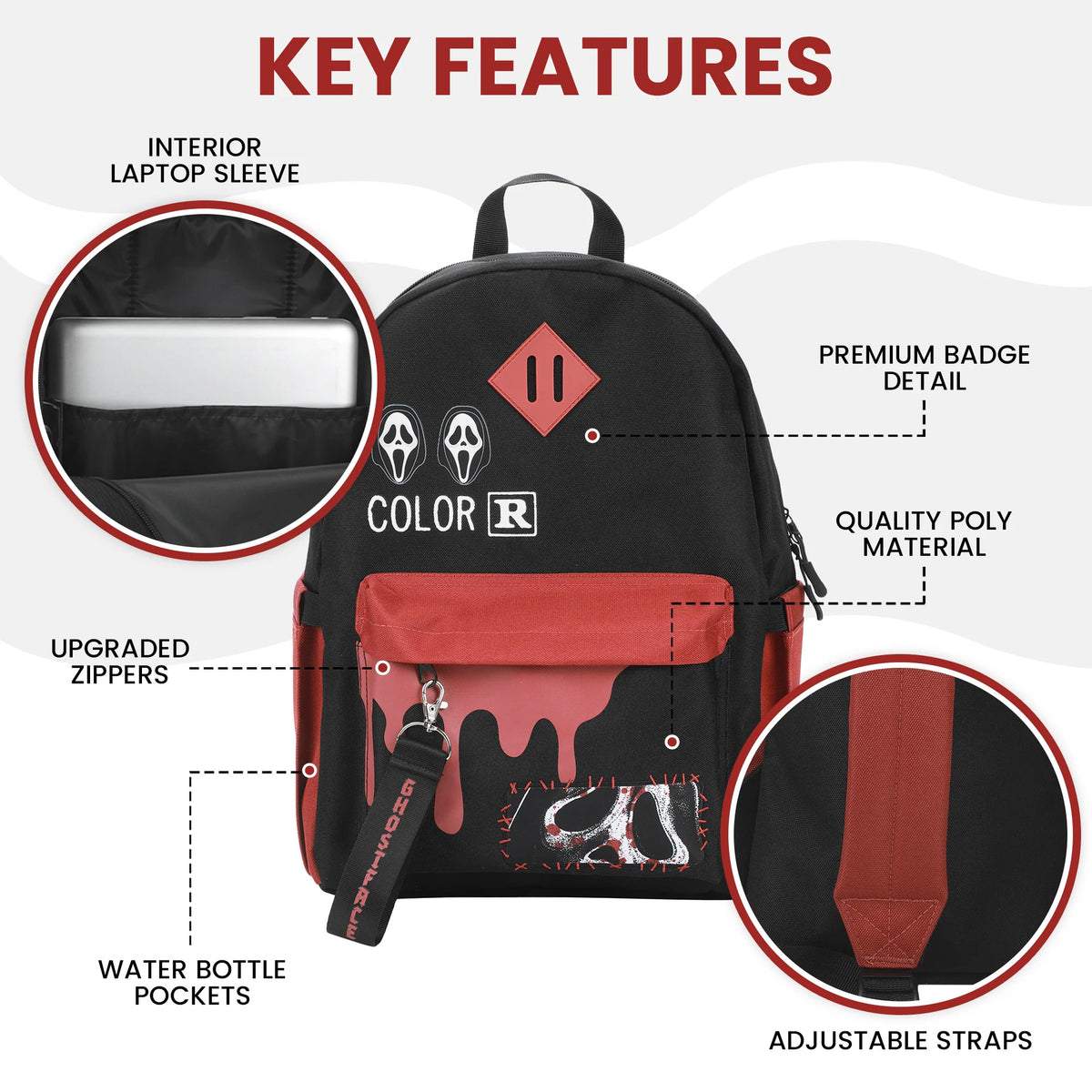 Bioworld Ghost Face Masks & Blood Backpack 16.5-Inch - View 6