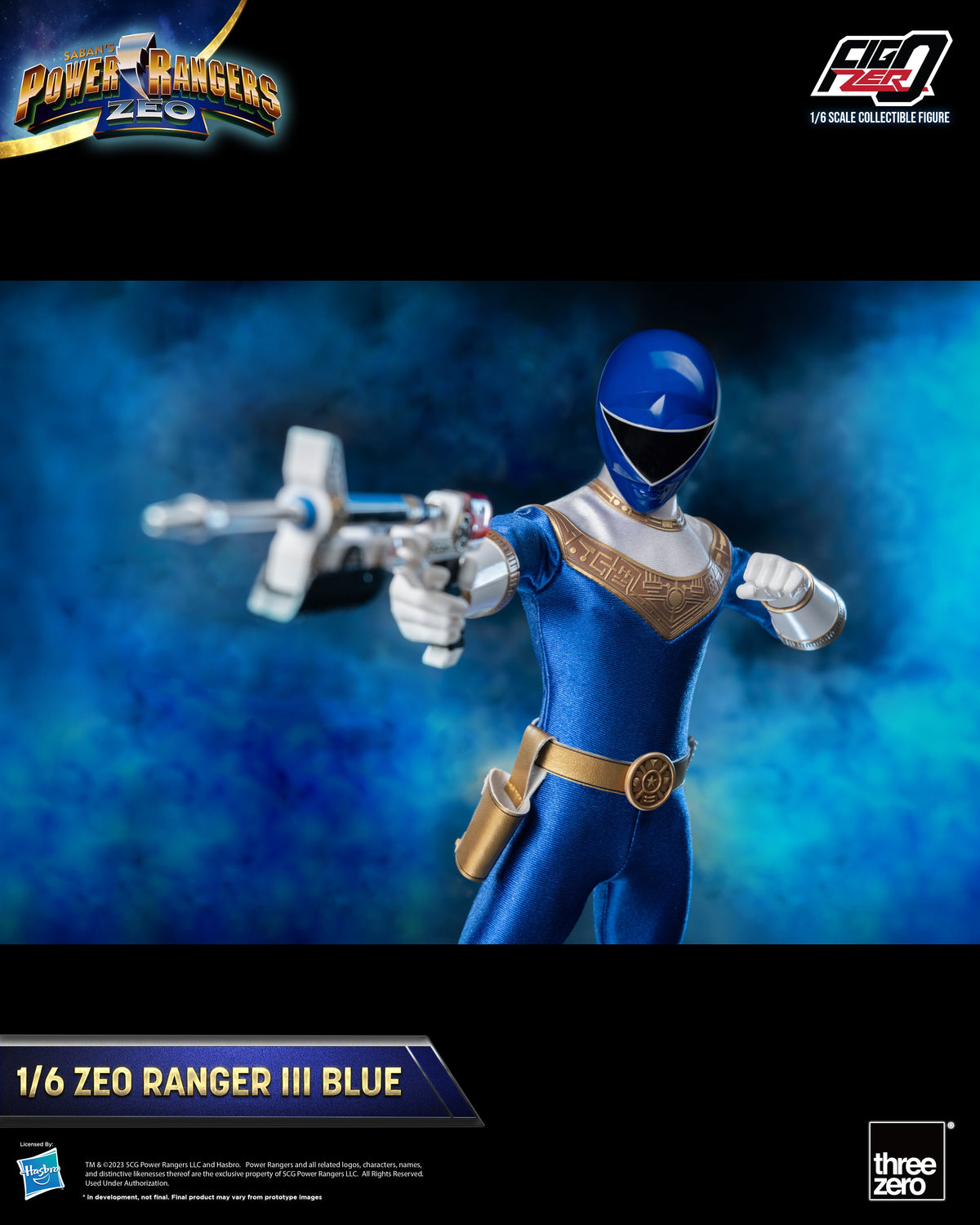 threezero Power Rangers Zeo FigZero Zeo Ranger III Blue 1/6 Scale Figure (Reissue), 12.08-Inch - View 8