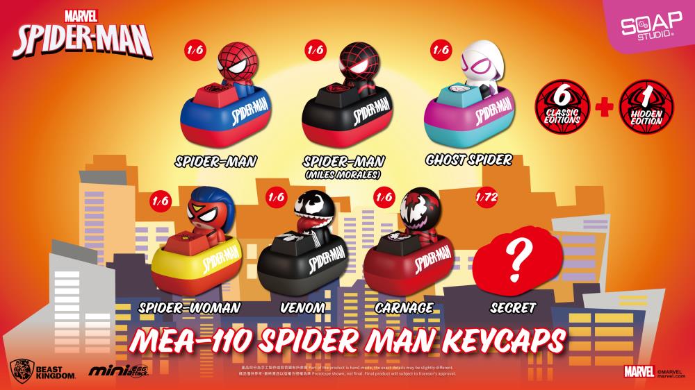 Beast Kingdom Marvel Mini Egg Attack MEA-110 Spider-Man Keycaps Box of 6 Random Keycaps - View 3