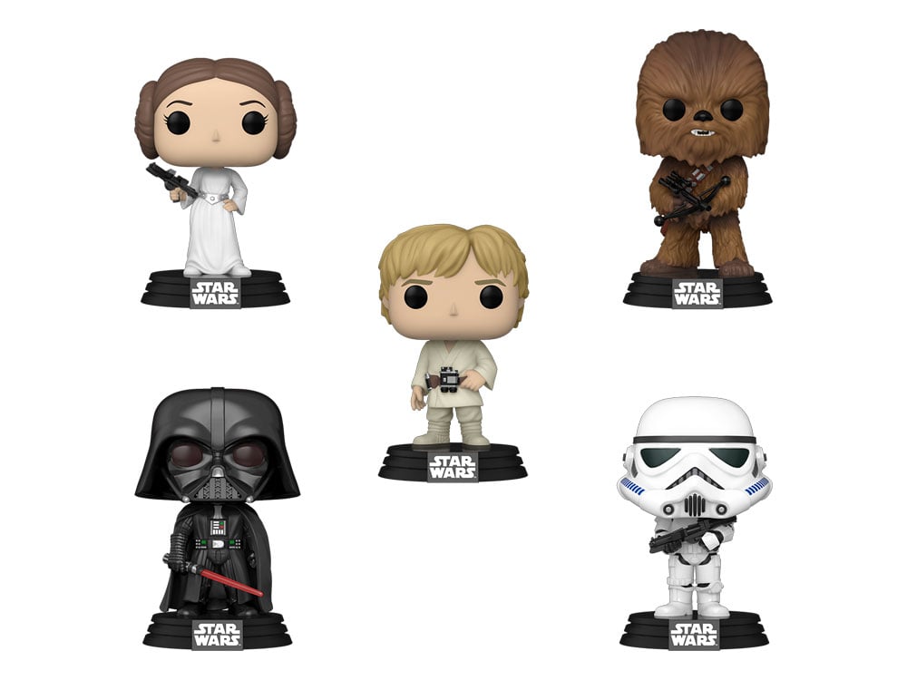 Funko Pop! Star Wars Luke Skywalker, Princess Leia, Chewbacca, Darth Vader and Stormtrooper Vinyl Figure Five-Pack - View 2