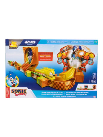 Jakks Pacific Sonic the Hedgehog Go-Go Racers Super Sonic Deluxe Playset with Sonic and Eggman