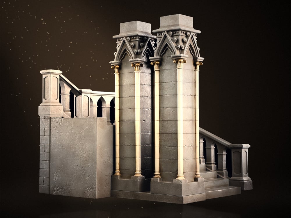 MMMToys Gothic Cathedral Staircase 1/12 Scale Resin Diorama - View 2