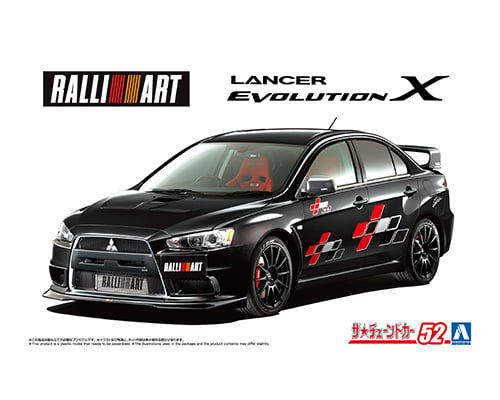 Aoshima Tuned Car #52 Mitsubishi Ralliart CZ4A Lancer Evolution X '07 1/24 Scale Plastic Model Kit - View 5