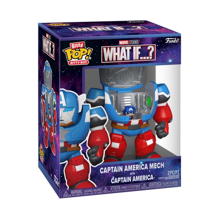 Funko Marvel: What If...? Bitty Pop! Bitty Bot Captain America Mecha with Captain America Vinyl Figure - View 4