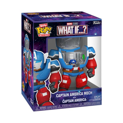 Funko Marvel: What If...? Bitty Pop! Bitty Bot Captain America Mecha with Captain America Vinyl Figure - View 4