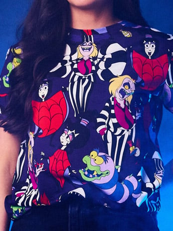 Cakeworthy Beetlejuice All-Over Print T-Shirt Featuring Lydia Deetz and Sandworm