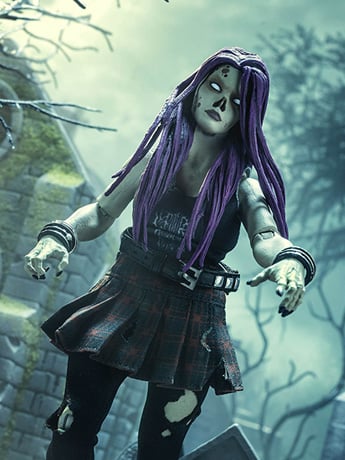 Four Horsemen Graveyard Zombies Rocker (Female) Zombie Action Figure