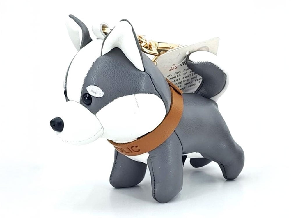 Locker Toys Leasholic Husky (Grey) Leather Plush Charm 5.5-Inch - View 2