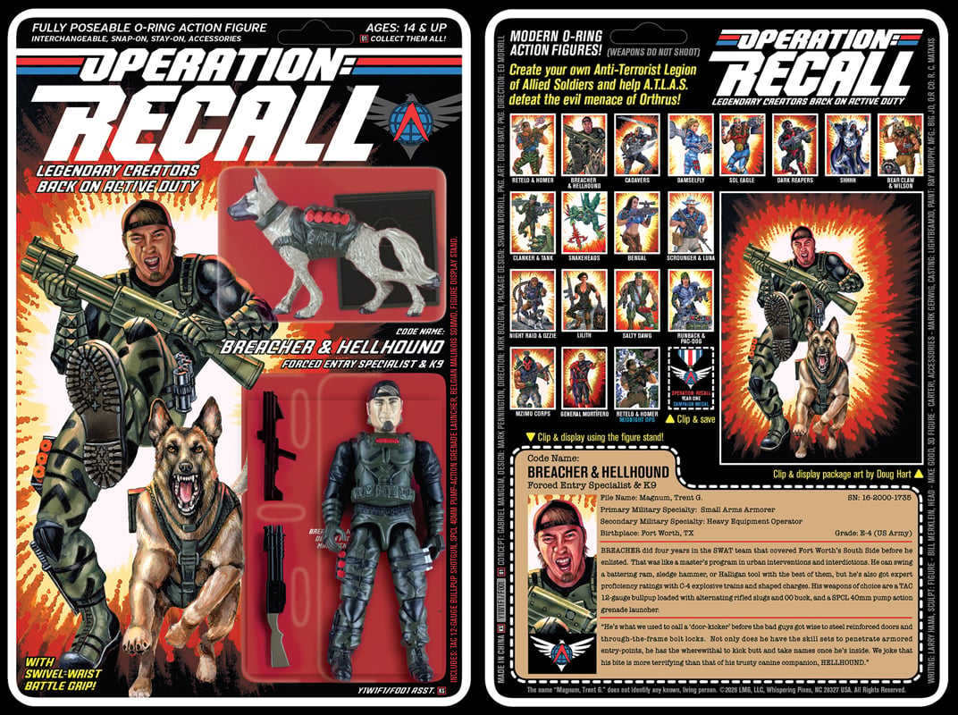 Locomotion Media Group Operation: Recall Wave 1 Breacher and Hellhound 3.75-Inch Action Figure Set - View 6