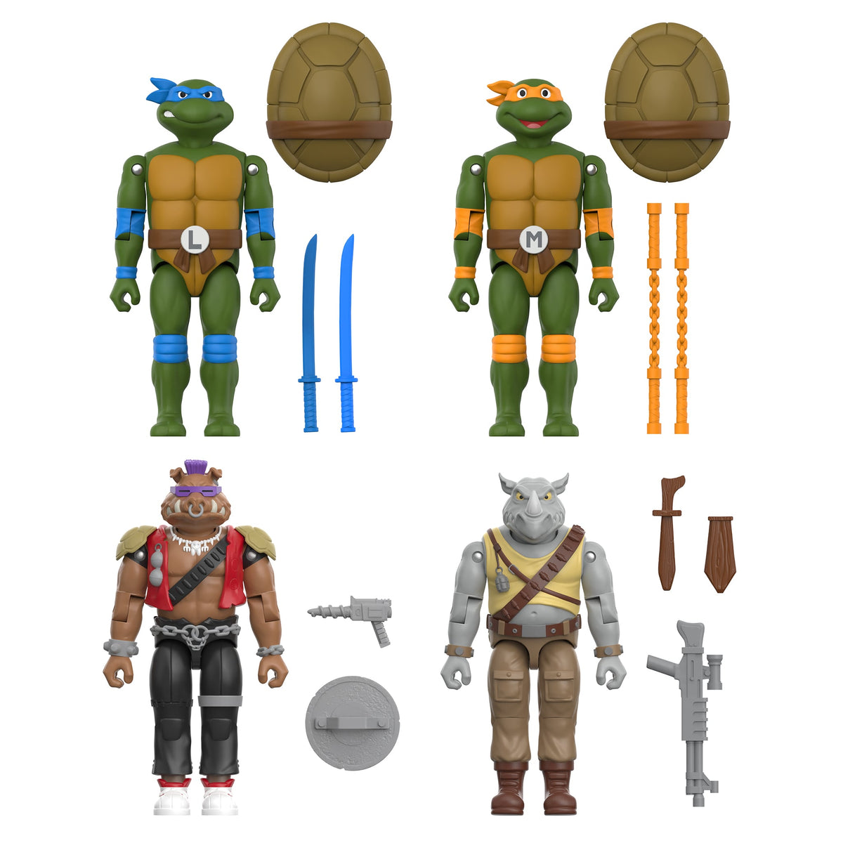 Super7 Teenage Mutant Ninja Turtles ReAction+ Rocksteady Plastic Action Figure - View 6