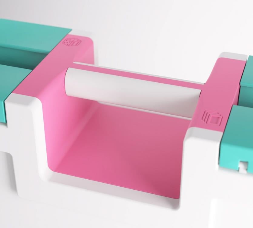 Gamegenic Game Castle (Pink/White/Teal) Storage Box for Board Games - View 17