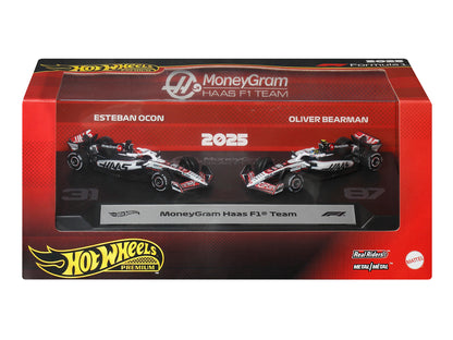 Hot Wheels Premium Formula 1 2025 MoneyGram Haas F1 Team Set (#31 and #87) 1/64 Die-Cast Model Cars - View 2