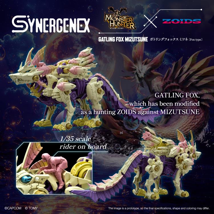 Takara Tomy Zoids x Monster Hunter Synergenex Series Gatling Fox Mizutsune 1/35 Scale Model Kit, 14-Inch - View 12